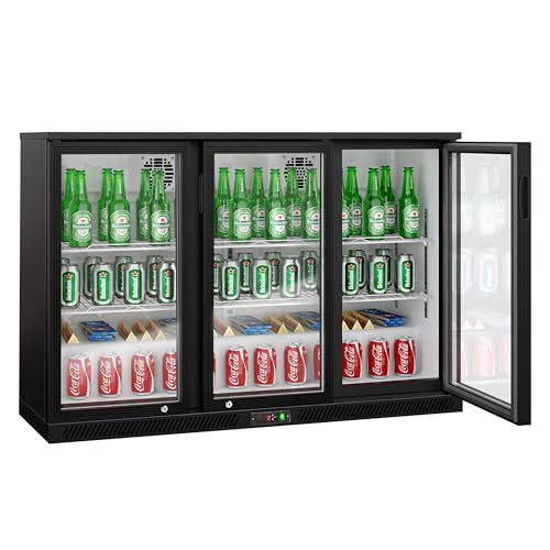 GGM Gastro Barkühlschrank - 320 Liter - 1.33 m - 350 W - 3 Glastüren - 2 Regale - Gastronomiegerät in Profiqualität - Digitales Thermostat - Schwarz - BKTG3S von GGM Gastro