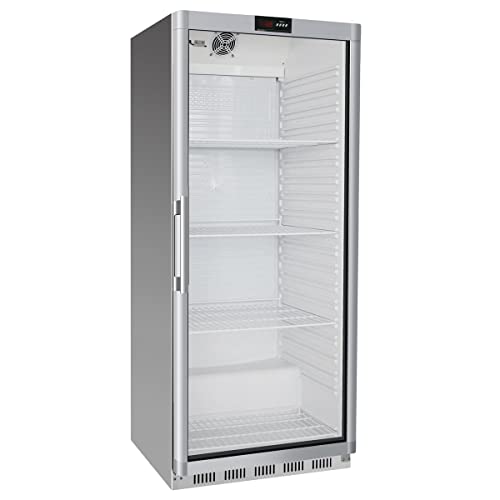 GGM Gastro Premium Kühlschrank - 600 Liter - 1 Glastür - 130 W - Ideal für den gewerblichen Gebrauch - Energiesparende Kühlung - Leiser Betrieb - Edelstahloberfläche von GGM Gastro