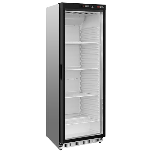 GGM Gastro | KSS400HGN | Kühlschrank Edelstahl PREMIUM - 400 Liter - mit 1 Glastür & Statischer Kühlung mit Umlüfter von GGM Gastro