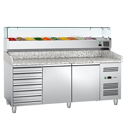 GGM Gastro | POJ208SND#AGG203ND#07 | Pizzakühltisch ECO - 2000x800mm - mit 2 Türen & 7 Schubladen - inkl. Kühl-Aufsatzvitrine GGM Gastro | POJ208SND#AGG203ND#07 | Pizzakühltisch ECO - 2000x800mm - mit 2 Türen & 7 Schubladen - inkl. Kühl-Aufsatzvitrine von GGM Gastro