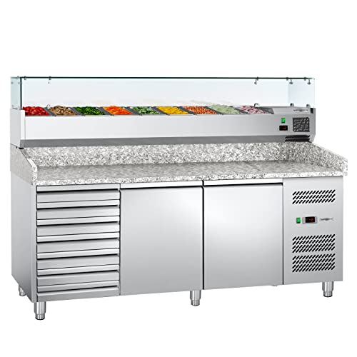 GGM Gastro | POJ208SND#AGG204ND#07 | Pizzakühltisch ECO - 2000x800mm - mit 2 Türen & 7 Schubladen - inkl. Kühl-Aufsatzvitrine GGM Gastro | POJ208SND#AGG204ND#07 | Pizzakühltisch ECO - 2000x800mm - mit 2 Türen & 7 Schubladen - inkl. Kühl-Aufsatzvitrine von GGM Gastro