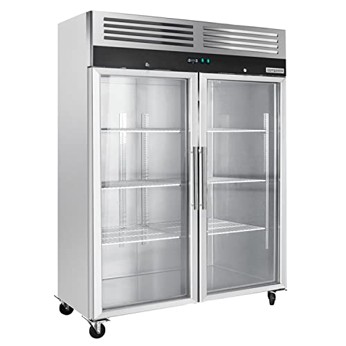 GGM Gastro Tiefkühlschrank ECO - 1200 Liter - 815 W - 2 Glastüren - Premium Gewerbegrade - 6 Regale - Edelstahl - Effiziente Kühlung - 60 mm Isolierung - Digitales Thermostat - TS1200GND von GGM Gastro