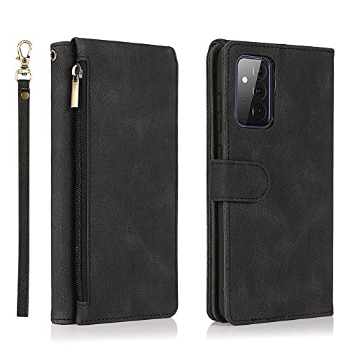 Hülle für Samsung Galaxy A50 A70 A21S A31 A51 S71 A12 A32 A52 A72 S20 S21 FE Ultra S10 S9 Plus Leder Karten Flip Handytaschen,Schwarz,für Galaxy S9 Plus von GGOIl