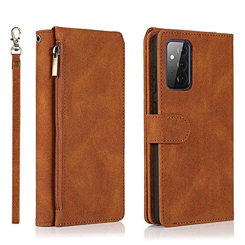 Hülle für Samsung Galaxy A50 A70 A21S A31 A51 S71 A12 A32 A52 A72 S20 S21 FE Ultra S10 S9 Plus Leder Karten Flip Handytaschen,braun,Für Galaxy A71 4G von GGOIl