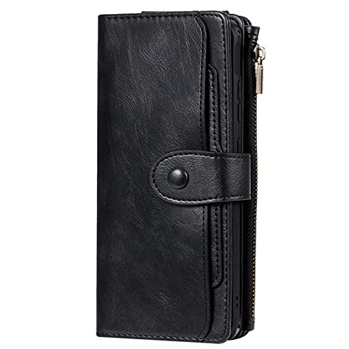Luxus Leder Reißverschluss Brieftasche Hülle für Samsung Galaxy S20 FE Ultra S10 E S9 S8 Note 20 10 9 8 Plus Magnet Abnehmbare Handyhülle,Schwarz,S20FE(5G) S20lite von GGOIl