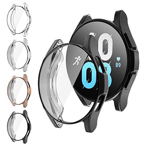 GGOOIG 4-Stück Hülle für Samsung Galaxy Watch 5 44mm Schutzfolie Schutzhülle,TPU Schlanke Stoßfeste Vollständige Abdeckung Case für Samsung Galaxy Watch 5 44mm Displayschutzfolie von GGOOIG