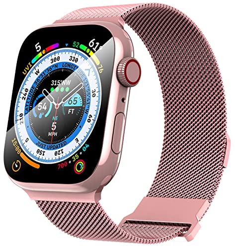 GGOOIG Armband für Apple Watch 49mm 45mm 44mm 42mm Ersatzarmbänder,Galvanisieren Edelstahl Armbänder Magnetische Watch Band für Apple Watch Ultra 2/Ultra/Series 9/8/7/6/5/4/3/2/1/SE von GGOOIG