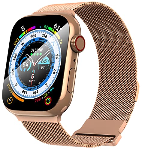 GGOOIG Armband für Apple Watch 49mm 45mm 44mm 42mm Ersatzarmbänder,Galvanisieren Edelstahl Armbänder Magnetische Watch Band für Apple Watch Ultra 2/Ultra/Series 9/8/7/6/5/4/3/2/1/SE von GGOOIG