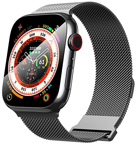 GGOOIG Armband für Apple Watch 49mm 45mm 44mm 42mm Ersatzarmbänder,Galvanisieren Edelstahl Armbänder Magnetische Watch Band für Apple Watch Ultra 2/Ultra/Series 9/8/7/6/5/4/3/2/1/SE von GGOOIG