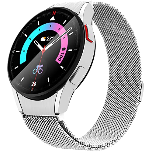 GGOOIG Metall Armband für Samsung Galaxy Watch 5/4 40mm 44mm/Galaxy Watch 5 Pro 45mm/Galaxy Watch 4 Classic 42mm 46mm,304 Edelstahl Mesh Metall Magnet Ersatzarmband für Samsung Galaxy Watch von GGOOIG