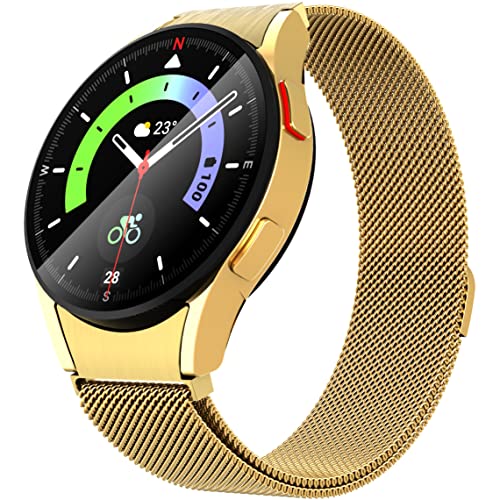 GGOOIG Metall Armband für Samsung Galaxy Watch 5/4 40mm 44mm/Galaxy Watch 5 Pro 45mm/Galaxy Watch 4 Classic 42mm 46mm,304 Edelstahl Mesh Metall Magnet Ersatzarmband für Samsung Galaxy Watch von GGOOIG