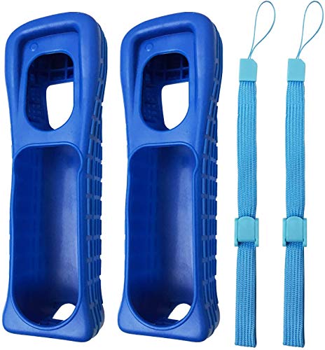 2 x Silikon-Schutzhülle mit Handschlaufe, Ersatz für Wii-Fernbedienung (blau) von GGZone