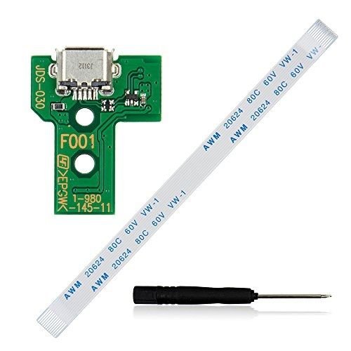 GGZone Micro USB Port Board Platine Ladebuchse + Flex Kabel JDS-030 für PS4 DualShock 4 3rd Gen Controller with Free tool von GGZone
