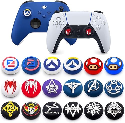 Joystick-Kappen aus Silikon für Daumenstick für PS5, PS4, PS3, Xbox 360, Xbox One, Xbox One X, Elite Controller (Farbe 1), 2 Stück von GGZone