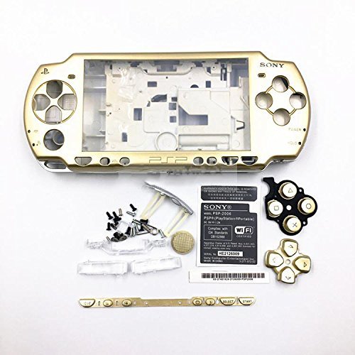 Komplettes Schutzgehäuse mit Tasten, Schrauben, Schraubendreher, für Sony PSP 2000, 2001, 2002, 2003, 2004 gold von GGZone