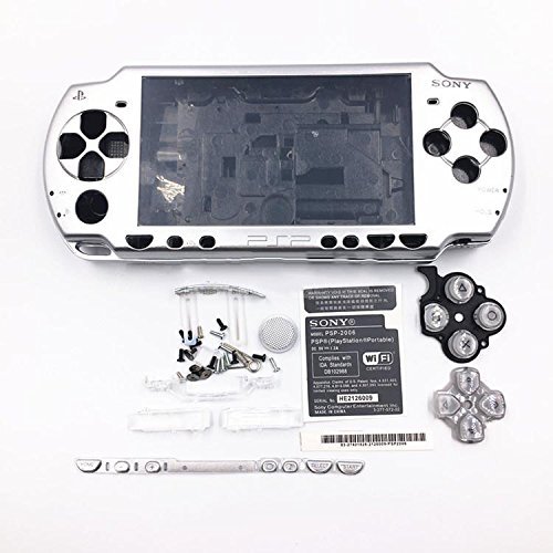 Komplettes Schutzgehäuse mit Tasten, Schrauben, Schraubendreher, für Sony PSP 2000, 2001, 2002, 2003, 2004 silber von GGZone