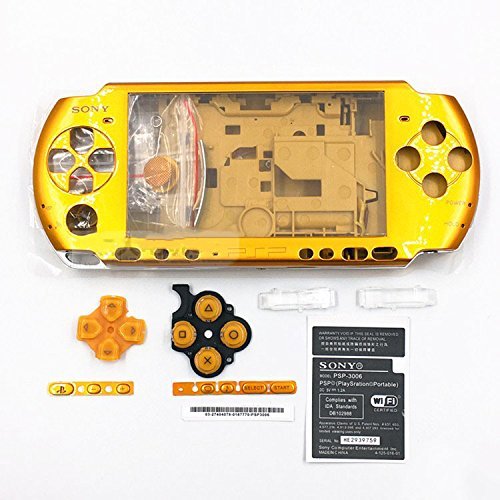 Vollgehäuse, Schutzhülle mit Tasten, Schrauben und Schraubendrehern für Sony PSP 3000, 3001, 3002, 3003 und 3004 gold von GGZone