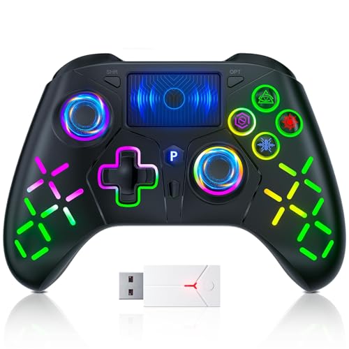 GGiking Kabelloser Controller für P5 mit Dual-Motor-Sensor-Touchpad und 3,5-mm-Audiobuchse/Turbo/6-Achsen-Sensorfunktion, kompatibel mit PS-3/PS-4/Pro/Slim/S-Witch/PC (schwarz) von GGiking