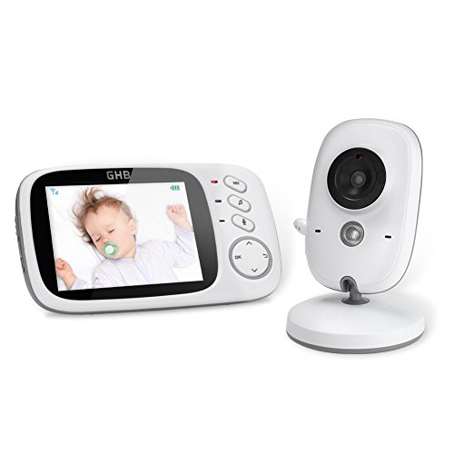 GHB Babyphone Kamera 3,2 Zoll Baby Monitor Babyphone Video LCD Farbe Baby Überwachung 2,4 GHz Bidirektionale Kommunikation Nachtsicht von GHB