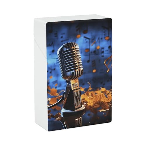 Mikrofon mit Musiknoten Zigarettenetui für Frauen Männer Vintage Zigarettenetui Zigarettenbox Kunststoff Zigarettenetui Klein Zigarettenetui Mikrofon mit Musiknoten Zigarettenetui für Frauen Männer Vintage Zigarettenetui Zigarettenbox Kunststoff Zigarettenetui Klein Zigarettenetui von GHENBLT