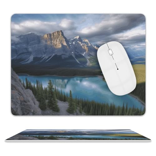 Leder-Mauspad, Computer-Mauspad mit genähten Kanten, Zug-Mauspad für geeignete Laptops, langlebig, Banff-Nationalpark, bedrucktes Mauspad für Computer, Büro und Zuhause Leder-Mauspad, Computer-Mauspad mit genähten Kanten, Zug-Mauspad für geeignete Laptops, langlebig, Banff-Nationalpark, bedrucktes Mauspad für Computer, Büro und Zuhause von GHEPSDW