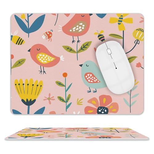 Leder-Mauspad, Computer-Mauspad mit genähten Kanten, Zug-Mauspad für geeignete Laptops, langlebig, Cartoon-Vögel und Bienen, bedrucktes Mauspad für Computer, Büro und Zuhause Leder-Mauspad, Computer-Mauspad mit genähten Kanten, Zug-Mauspad für geeignete Laptops, langlebig, Cartoon-Vögel und Bienen, bedrucktes Mauspad für Computer, Büro und Zuhause von GHEPSDW