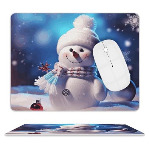 Leder-Mauspad, Computer-Mauspad mit genähten Kanten, Zug-Mauspad für geeignete Laptops, langlebig, Frohe Weihnachten, Schneemann, bedrucktes Mauspad für Computer, Büro und Zuhause Leder-Mauspad, Computer-Mauspad mit genähten Kanten, Zug-Mauspad für geeignete Laptops, langlebig, Frohe Weihnachten, Schneemann, bedrucktes Mauspad für Computer, Büro und Zuhause von GHEPSDW