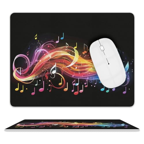 Leder-Mauspad, Computer-Mauspad mit genähten Kanten, Zug-Mauspad für geeignete Laptops, langlebig, Regenbogen-Musiknoten, Melodie, bedrucktes Mauspad für Computer, Büro und Zuhause Leder-Mauspad, Computer-Mauspad mit genähten Kanten, Zug-Mauspad für geeignete Laptops, langlebig, Regenbogen-Musiknoten, Melodie, bedrucktes Mauspad für Computer, Büro und Zuhause von GHEPSDW