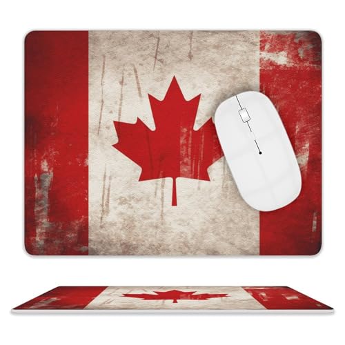 Leder-Mauspad, Computer-Mauspad mit genähten Kanten, Zug-Mauspad für geeignete Laptops, langlebig, Retro-Kanada-Flagge, bedrucktes Mauspad für Computer, Büro und Zuhause Leder-Mauspad, Computer-Mauspad mit genähten Kanten, Zug-Mauspad für geeignete Laptops, langlebig, Retro-Kanada-Flagge, bedrucktes Mauspad für Computer, Büro und Zuhause von GHEPSDW