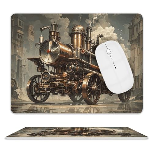 Leder-Mauspad, Computer-Mauspad mit genähten Kanten, Zug-Mauspad für geeignete Laptops, langlebig, Steampunk-Stil, bedrucktes Mauspad für Computer, Büro und Zuhause Leder-Mauspad, Computer-Mauspad mit genähten Kanten, Zug-Mauspad für geeignete Laptops, langlebig, Steampunk-Stil, bedrucktes Mauspad für Computer, Büro und Zuhause von GHEPSDW