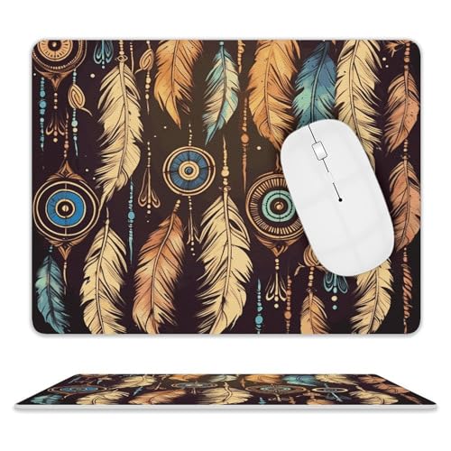 Leder-Mauspad, Computer-Mauspad mit genähten Kanten, Zug-Mauspad für geeignete Laptops, langlebig, Vintage, ethnisch, Tribal-Feder, bedrucktes Mauspad für Computer, Büro und Zuhause Leder-Mauspad, Computer-Mauspad mit genähten Kanten, Zug-Mauspad für geeignete Laptops, langlebig, Vintage, ethnisch, Tribal-Feder, bedrucktes Mauspad für Computer, Büro und Zuhause von GHEPSDW