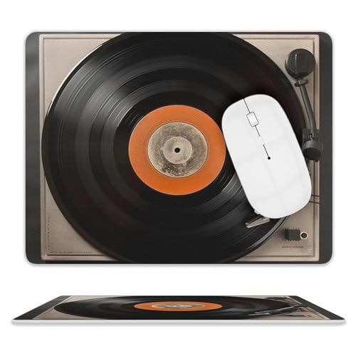 Leder-Mauspad, Computer-Mauspad mit genähten Kanten, Zug-Mauspad für geeignete Laptops, langlebig, Vintage-Vinyl-Schallplatte, bedrucktes Mauspad für Computer, Büro und Zuhause Leder-Mauspad, Computer-Mauspad mit genähten Kanten, Zug-Mauspad für geeignete Laptops, langlebig, Vintage-Vinyl-Schallplatte, bedrucktes Mauspad für Computer, Büro und Zuhause von GHEPSDW