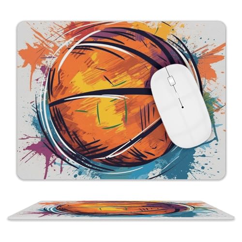Leder-Mauspad, Computer-Mauspad mit genähten Kanten, Zug-Mauspad für geeignete Laptops, langlebig, bunt, Basketball-Druck, Mauspad für Computer, Büro und Zuhause Leder-Mauspad, Computer-Mauspad mit genähten Kanten, Zug-Mauspad für geeignete Laptops, langlebig, bunt, Basketball-Druck, Mauspad für Computer, Büro und Zuhause von GHEPSDW