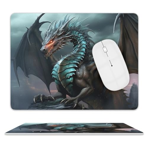 Leder-Mauspad, Computer-Mauspad mit genähten Kanten, Zug-Mauspad für geeignete Laptops, langlebig, cooler Drachen-Druck, Mauspad für Computer, Büro und Zuhause Leder-Mauspad, Computer-Mauspad mit genähten Kanten, Zug-Mauspad für geeignete Laptops, langlebig, cooler Drachen-Druck, Mauspad für Computer, Büro und Zuhause von GHEPSDW