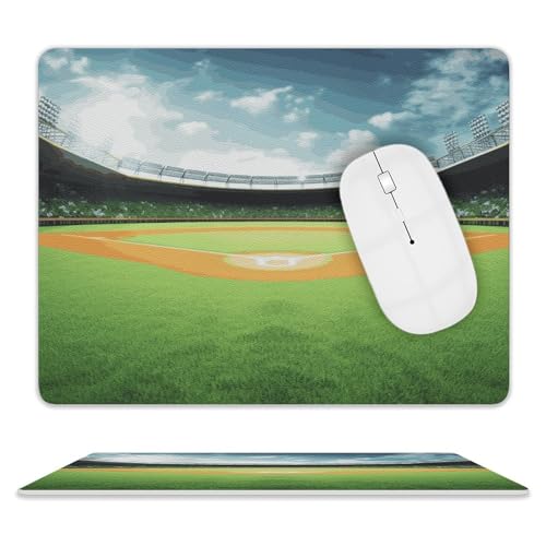 Leder-Mauspad, Computer-Mauspad mit genähten Kanten, Zug-Mauspad für geeignete Laptops, langlebig, grünes Baseballfeld-Hintergrund, bedrucktes Mauspad für Computer, Büro und Zuhause Leder-Mauspad, Computer-Mauspad mit genähten Kanten, Zug-Mauspad für geeignete Laptops, langlebig, grünes Baseballfeld-Hintergrund, bedrucktes Mauspad für Computer, Büro und Zuhause von GHEPSDW
