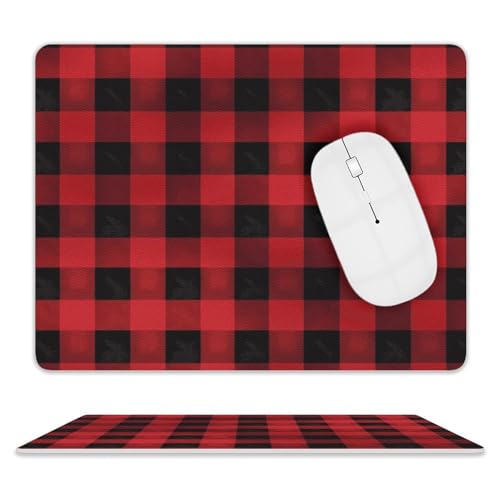 Leder-Mauspad, Computer-Mauspad mit genähten Kanten, Zug-Mauspad für geeignete Laptops, langlebig, rot, schwarz, Büffelkaro, Karomuster, bedrucktes Mauspad für Computer, Büro und Zuhause Leder-Mauspad, Computer-Mauspad mit genähten Kanten, Zug-Mauspad für geeignete Laptops, langlebig, rot, schwarz, Büffelkaro, Karomuster, bedrucktes Mauspad für Computer, Büro und Zuhause von GHEPSDW