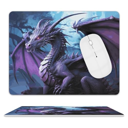 Leder-Mauspad, Computer-Mauspad mit genähten Kanten, Zug-Mauspad für geeignete Laptops, langlebig, violett, Drache, Lila, Mond, bedrucktes Mauspad für Computer, Büro und Zuhause Leder-Mauspad, Computer-Mauspad mit genähten Kanten, Zug-Mauspad für geeignete Laptops, langlebig, violett, Drache, Lila, Mond, bedrucktes Mauspad für Computer, Büro und Zuhause von GHEPSDW