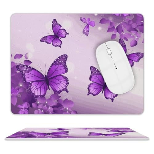 Leder-Mauspad, Computer-Mauspad mit genähten Kanten, Zug-Mauspad für geeignete Laptops, langlebig, violette Schmetterlinge, bedrucktes Mauspad für Computer, Büro und Zuhause Leder-Mauspad, Computer-Mauspad mit genähten Kanten, Zug-Mauspad für geeignete Laptops, langlebig, violette Schmetterlinge, bedrucktes Mauspad für Computer, Büro und Zuhause von GHEPSDW