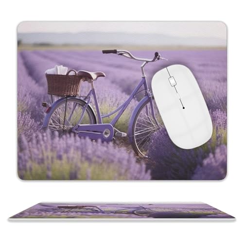 Leder-Mauspad, Computer-Mauspad mit genähten Kanten, Zug-Mauspad für geeignete Laptops, langlebiges Lavendelfeld, Fahrrad, bedrucktes Mauspad für Computer, Büro und Zuhause Leder-Mauspad, Computer-Mauspad mit genähten Kanten, Zug-Mauspad für geeignete Laptops, langlebiges Lavendelfeld, Fahrrad, bedrucktes Mauspad für Computer, Büro und Zuhause von GHEPSDW