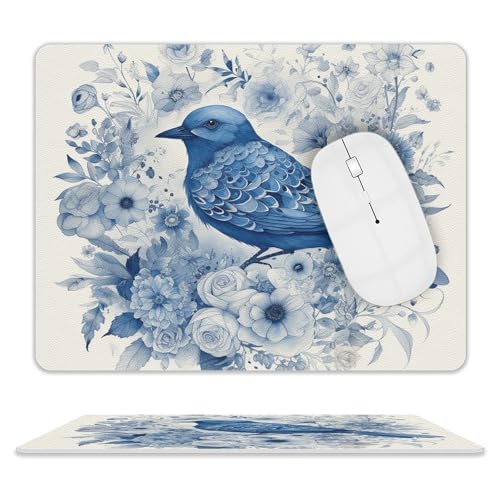 Leder-Mauspad, Computer-Mauspad mit genähten Kanten, Zug-Mauspad für geeignete Laptops, langlebiges Mauspad mit Bluebird und Blumen, bedrucktes Mauspad für Computer, Büro und Zuhause Leder-Mauspad, Computer-Mauspad mit genähten Kanten, Zug-Mauspad für geeignete Laptops, langlebiges Mauspad mit Bluebird und Blumen, bedrucktes Mauspad für Computer, Büro und Zuhause von GHEPSDW