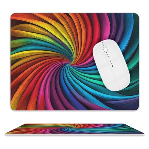 Leder-Mauspad, Computer-Mauspad mit genähten Kanten, Zug-Mauspad für geeignete Laptops, langlebiges Regenbogen-Streifenmuster, bedrucktes Mauspad für Computer, Büro und Zuhause Leder-Mauspad, Computer-Mauspad mit genähten Kanten, Zug-Mauspad für geeignete Laptops, langlebiges Regenbogen-Streifenmuster, bedrucktes Mauspad für Computer, Büro und Zuhause von GHEPSDW
