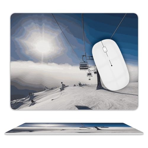 Leder-Mauspad, Computer-Mauspad mit genähten Kanten, Zug-Mauspad für geeignete Laptops, langlebiges Skilift bei Sonnenschein, bedrucktes Mauspad für Computer, Büro und Zuhause Leder-Mauspad, Computer-Mauspad mit genähten Kanten, Zug-Mauspad für geeignete Laptops, langlebiges Skilift bei Sonnenschein, bedrucktes Mauspad für Computer, Büro und Zuhause von GHEPSDW