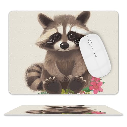 Leder-Mauspad, Computer-Mauspad mit genähten Kanten, Zug-Mauspad für geeignete Laptops, langlebiges Waschbär-bedrucktes Mauspad für Computer, Büro und Zuhause Leder-Mauspad, Computer-Mauspad mit genähten Kanten, Zug-Mauspad für geeignete Laptops, langlebiges Waschbär-bedrucktes Mauspad für Computer, Büro und Zuhause von GHEPSDW