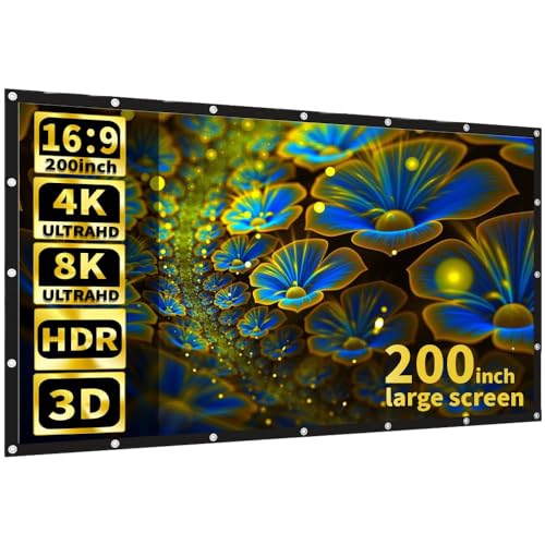 GHKJOK 150 Zoll Projektor-Leinwand, Innenprojektor-Leinwand, 16:9 Filmprojektor-Leinwand, HD faltbar, waschbar, Anti-Falten, für drinnen und draußen, Heimkino, Filmprojektionsleinwand von GHKJOK