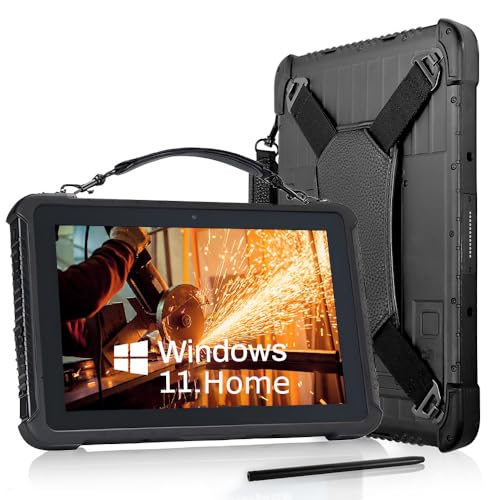 GHKJOK Rugged 10-Zoll Windows Tablet mit abnehmbarem Akku Windows 11 Home: 4G LTE/GPS/Ethernet Port/Intel N5100/Sunlight Readable/8GB+128GB für Unternehmen im Außendienst (Home) von GHKJOK