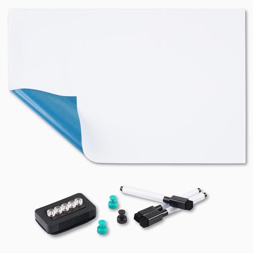 Whiteboard Magnetisch, GHKJOK 120x90cm 47x35 ” Magnetfolie Selbstklebend, Weiche und Schneidbare Fleckenbeständigkeit Selbstklebend Magnettafel, mit Kostenlos Radiergummi, Marker, PVC-Magnete von GHKJOK