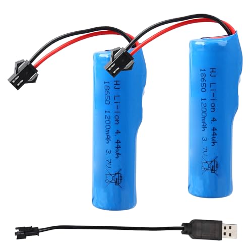 2 Stück 3,7 V 1200 mAh Lithium Ionen Akku, RC-Akkus SM-2P Stecker mit USB Ladekabel, Geeignet für 14500 18650 RC Auto, Geländewagen, Ferngesteuerte Autos, Panzer, Roboter, Universalakku 2 Stück 3,7 V 1200 mAh Lithium Ionen Akku, RC-Akkus SM-2P Stecker mit USB Ladekabel, Geeignet für 14500 18650 RC Auto, Geländewagen, Ferngesteuerte Autos, Panzer, Roboter, Universalakku von GHONLZIN