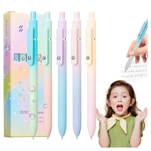 GHTRHSB Emboadlie Gel-Tintenroller, 0,5 mm, mittlere Spitze, schwarze Tinte, schnell trocknender Stift für glattes Schreiben (5 Stück-A), 5 Stück von GHTRHSB