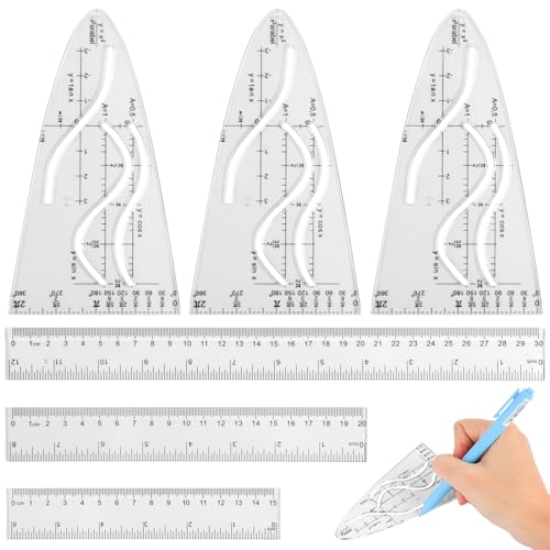 GHVACZS 3 Stück Lineal und 3 Stück Parabelschablone, 15cm, 20cm, 30cm Transparent Lineal mit Metrischen und Imperialen Skalen, Kunststoffe Parabelschablone Lineal Set,Geeignet für Studium und Beruf GHVACZS 3 Stück Lineal und 3 Stück Parabelschablone, 15cm, 20cm, 30cm Transparent Lineal mit Metrischen und Imperialen Skalen, Kunststoffe Parabelschablone Lineal Set,Geeignet für Studium und Beruf von GHVACZS