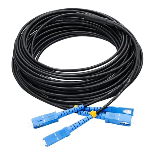 GHZHANG Außenkabel Fibra Optica, SC-SC/FC/LC Singlemode 2 Kerne, Duplex, gepanzertes Pigtail-Kabel-Jump-Patchkabel, 200 m, 250 m, 300 m(FC-FC 200m) von GHZHANG